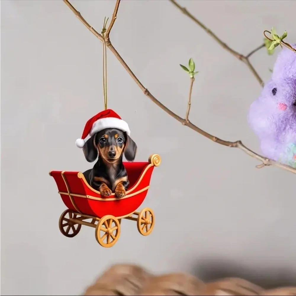 Christmas Dachshund Puppy Dog Pendant - Stylish Car Charm & Festive Ornament